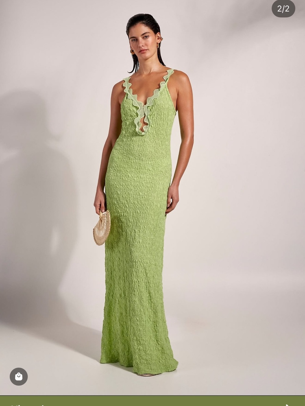 Lime Green Ruffle-Trim Maxi Dress